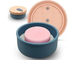Leak-proof Silicone Travel Soap Case with Drainage Layer - Portable Soap Holder for Bar Soap - Keeps Soap Dry for Bathroom Gym Camping