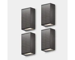 Calex Brindisi Solar Wandlamp - Blanc Chaud up & down Lumière - à énergie solaire - Sans fil - Étanche - Zwart - 4-pack