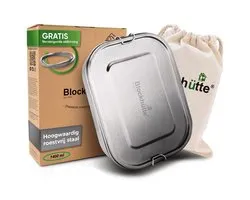 Bloquer la cabane. Boîte à lunch en acier inoxydable de haute qualité I 1400 ml I La boîte à pain est divisée en compartiments et peut être facilement fermée. Cette boîte à bento en inox (avec cloison) est étanche.