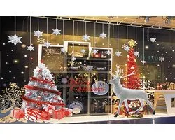 YULOONG christmas windows static stickers clings to removable vinyl santa claus christmas tree snowman snowflake deer DIY wall window door mural showcase sticker sticker