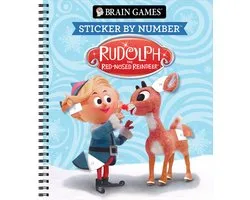 Brain Games - Sticker by Number- Brain Games - Sticker by Number: Rudolph the Red-Nosed Reindeer Classic Christmas Special Activity & Story Text Gift for Kids, Teens & Adults