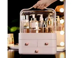 Janse® Luxe make-up organizer XL Wit - Skincare organizer transparant - Make-up koffer met lades - Opbergdoos met handvat - Beauty organizer voor onderweg - Parfum - Cosmetica - Nagellak opbergbox - Beautycase - Sieraden - Organiseren