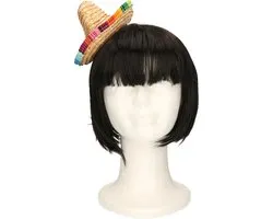Rubies Mexicaanse mini Sombrero hoedje diadeem - carnaval/verkleed accessoires - multi kleuren - stro