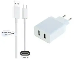 OneOne 2.4A lader met 2 poorten + 1,0m sterke USB C kabel. Oplader adapter past op Samsung Galaxy S8, S9, S10, S10e, S20, S21, S22, S24, S23, S25, Tab A9, Tab S3 / S4 / S5e, Tab S6 / S7 / S8 / S9 / S10 (Edge, FE, Lite, Plus, Ultra), F14, A06