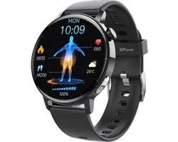 Montre connectée DrPhone ChronaX3 – ECG et surveillance non invasive de la glycémie – Fréquence cardiaque, SpO₂ – Température – 158 modes sportifs – Appels Bluetooth – Écran HD 1,41” – Zwart