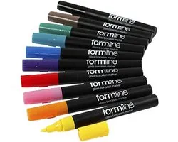 Creativ Company Formline Glas/porcelain markers line 2-4 mm Assorti colours 10 pc/ 1 pack