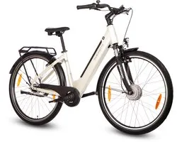 Comfort Plus 5.0 Vélo électrique 28 pouces - Batterie Intube 468Wh - Pré-assemblé à 95% - Shimano Nexus 7 - Cadre bas - Fourche suspendue - Blanc crème