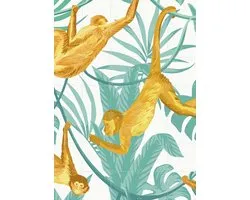 IXXI Happy monkeys, Creative Lab Amsterdam - 100 x 140 cm - Grote wanddecoratie en posters - Kleurrijk, Speels, Grafisch Ontwerp, Illustraties