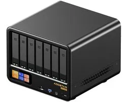 AOOSTAR WTR MAX NAS Mini PC Barebone (sans RAM/SSD), Intel Core i5-1235U (10 cœurs, jusqu'à 4,4 GHz), stockage à 11 baies (6× HDD 3,5" + 5× SSD M.2 PCIe 3.0), prise en charge de trois écrans 4K (HDMI + DP + USB4)