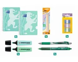 Back to School - Schoolset - Collegeblok A4+, Pennen & Markeerstiften - Scholieren en Studenten - Pastel Groen