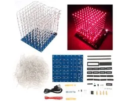 Allecto - 3D LED Cube Light - DIY Soldering Project - Moderne Decoratie - Rode Cube - Interieurverlichting - Creatief Knutselen - Uniek Geschenk