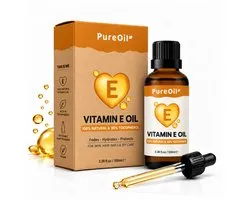 PureOil – Huile de Vitamine E – 100 ml – Tocophérol 80 % – Naturelle et végétalienne – Pour les Cheveux | Peau | Visage