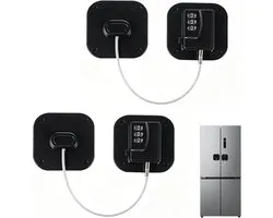 Pack of 2 Refrigerator Lock with Code, Black, No Drilling, Self-Adhesive, Child Safety, Easy Installation - ShopVlot