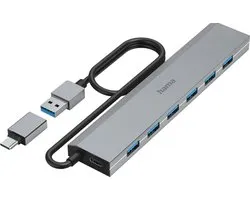 Hub USB, 7 ports, USB 3.2 Gen1, 5 Gbit/s, av. adpt. USB-C et blc sect.