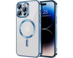 TG Techgrip - Hoesje Geschikt voor iPhone 15 pro Magsafe Compatible Blauw - Back Cover Hoesje met ingebouwde 9H HD camera glas bescherming - Blauw Hoes Geschikt voor iPhone 15Pro