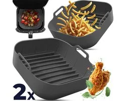 Fentic Airfryer Siliconen Tray - 2 Pièces - 20,5 cm - Réutilisable - Convient pour Philips, Cosori, Ninja, Cecotec, Tefal, Princess - Accessoires de vêtements pour bébé pour Airfryers