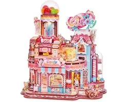 Tonecheer TQ424 Candy Workshop Snoep Fabriek muziekdoos bouwpakket | Motorisch miniatuur huisjes pakket modelbouw voor volwassenen kinderen | Houten 3D Puzzel | Technische educatief speelgoed bouwpakket | Met led light verlichting | DIY knutselpakket