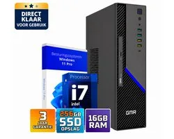 PC de Office GMR Slim i7 - Ordinateur de Office Business | 16 Go de RAM | 256GB SSD | USB 3 | DVD | Windows 11 Pro | WiFi- Bluetooth