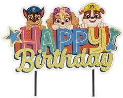 Happy de Topper d'anniversaire Dekora Paw Patrol 17 x 15 cm