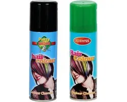 Goodmark Carnaval verkleed haarverf - haarspray - kleuren groen en zwart - 125 ml per flacon - verven