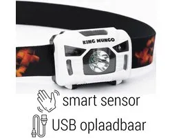 Hoofdlamp LED Oplaadbaar Wit - Leeslampje voor Boek - Hardloop verlichting - Kluslamp - 160 Echte Lumen - King Mungo KMHL021