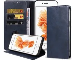 Smartphonica iPhone 6/6s Plus leren hoesje met magnetische sluiting - Blauw geschikt voor iPhone 6/6s Plus