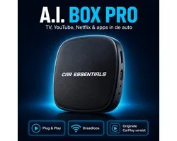 CarPlay AI Box Pro | Draadloos Apple CarPlay & Android Auto | Netflix, YouTube & Google Play Store | 4GB RAM + 64GB Opslag | Android 13 | 8-Core | 4G/5G SIM & SD-kaart | Car Essentials
