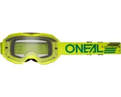 Masque de motocross O'NEAL B-10 Solid Clear Jaune fluo -
