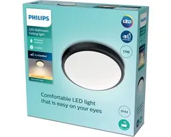 Philips Doris badkamer plafondlamp - zwart - groot - 17 W