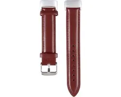 By Qubix - Compatible Fitbit bandje - Geschikt voor Fitbit Charge 5 - Fitbit Charge 6 bandje - Echt leer - Bordeaux - Horlogeband - smartwatchbandje