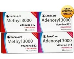 Actief Vitamine B12 Standaard Pakket (4 maanden) Methylcobalamine Adenosylcobalamine Foliumzuur