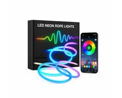 BUDDINGVE LED Strip 5m RGB - App-bediening, Muziekmodus, Dimbaar, Waterdicht IP67 - Neon Rope Light voor Binnen & Buiten, Woonkamer, Gaming, Tuin & Feestverlichting