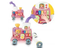 Playos® - Looptrainer 3 in 1 - Trein - Roze - met Licht en Geluid - Motoriek - Interactief - Motorisch Speelgoed - Educatief Babyspeelgoed - Loopwagen - Leren Lopen - Baby Walker - Looptrainer
