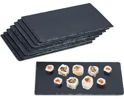 Planche de service en ardoise Relaxdays 8 pièces - plateau en ardoise 26 x 16 cm - planche à fromages - sushi