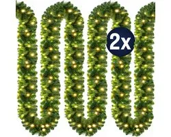 Guirlande Casaria - 2x5m 100 LEDs Aiguilles de Pin Vert - Blanc chaud