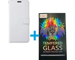 Portemonnee Book Case Hoesje + 2x Screenprotector Glas Geschikt voor: Xiaomi Redmi Note 12 Pro / Poco X5 Pro - Wit