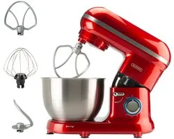 Bourgini Classic Kitchen Chef Keukenmachine - 4.5L Mengkom - Keukenmixer - Keukenrobot - 1300W- Rood