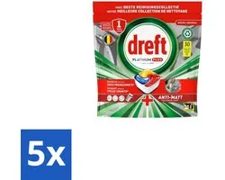 5 x Dreft – Vaatwastabletten – Platinum Plus All-in-One – Original – 30 Tabletten - Vaatwastabletten - Anti-dofheid - Glasbescherming - Machinezorg - Vaatwasser