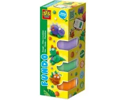 SES Creative - FunDo Klei - Dinos (3x90g en 1x40g) - Vegan en Glutenvrij - Herbruikbaar - Uitwasbaar - Inclusief Video Instructies - Vanaf 3 jaar
