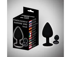 Power escorts -Diamond King Plug - Petit plug anal - Noir avec pierre noire - 7,2 x 3,2 cm - BR135S - Plug anal - Plug anal pour homme et femme - plug - Coffret cadeau - plug de petite taille - idéal pour donner ou pour reçu