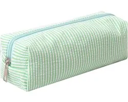 Pennenetui - Pennenzak - Etui - Potloodtas - Pennenhouder - Schooletui - Opbergzak - Cosmetica - Reistasje - Speelgoedtas - Make-uptas - Portemonnee - schoolspullen - voor kinderen en volwassenen - voor school, kantoor - 21*7,5*8cm - groene strepen