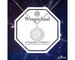 Collier signe du zodiaque Balance Bixorp Stars - Médaillon en acier inoxydable argenté - Chaîne de 45 cm avec pendentif Zodiac - Emballage cadeau inclus