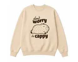 Pull Capybara – Don't Worry Be Cappy – Pull Unisexe – Pull Capybara Amusant – Cadeau pour Amoureux des Animaux - Taille S