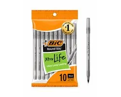 BIC Round Stic Xtra Life Balpennen - 1,0 mm - Zwart - 10 stuks