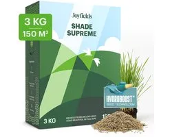 Joyfields Shade Supreme - Graines de gazon pour pelouse d'ombre - 3 kg pour 150 m² - Pour l'ombre et le soleil - Crée une pelouse dense - Empêche la croissance de la mousse - Avec revêtement Hydroboost