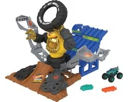 Hot Wheels - Monster trucks Arena smashers Mega- Wrex contre Crushzilla Boss combat - Playset