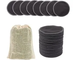 Herbruikbare Makeup Verwijder Pads - 24 Stuks Eco-vriendelijk Wasbare Bamboo Microfiber Pads met Waszak, Gezichtsreiniging Puff voor Alle Huidtypes, Perfect Cadeau voor Vrouwen