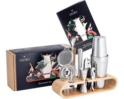 Cocora Cocktail Set - 12-delige RVS Cocktail Set - Boston Cocktail Shaker - Receptenboek incl. mocktails - Zilver