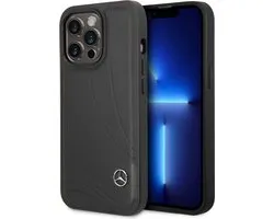 Coque arrière rigide Mercedes-Benz iPhone 14 Pro - Cuir véritable - New Wave III - Zwart