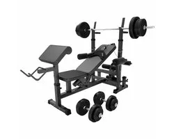 Gorilla Sports Universele Halterbank + 70 kg Halterset - Kunststof